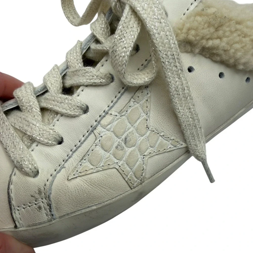 Golden Goose Sneaker Women & Beige Super Star Sabot Leather‎ Lamb Shearling Mule